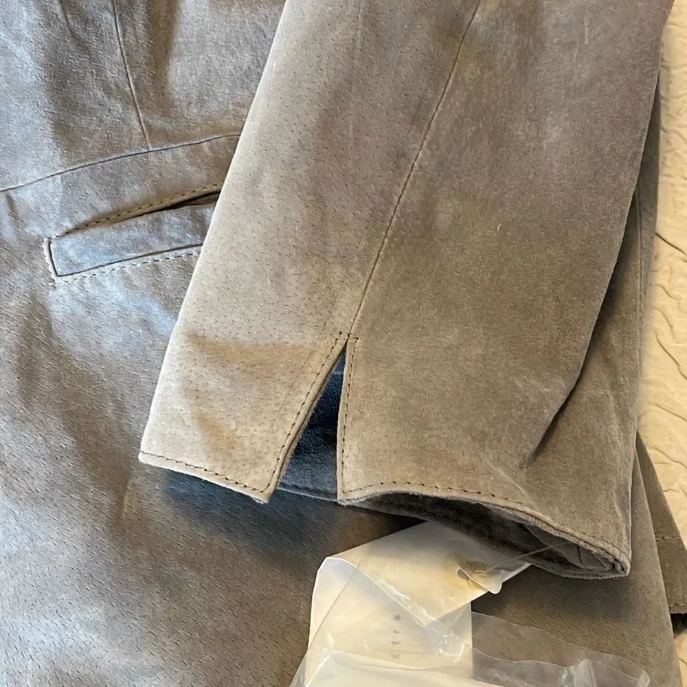 Terry Lewis Classic Luxuries Women's Genuine Leather Suede Jacket Gray Size 2X N